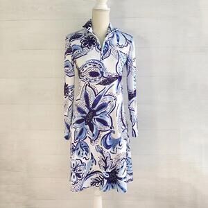 Whimsy Rose - Blue-Purple floral long sleeve Safe Sun dress, sz S